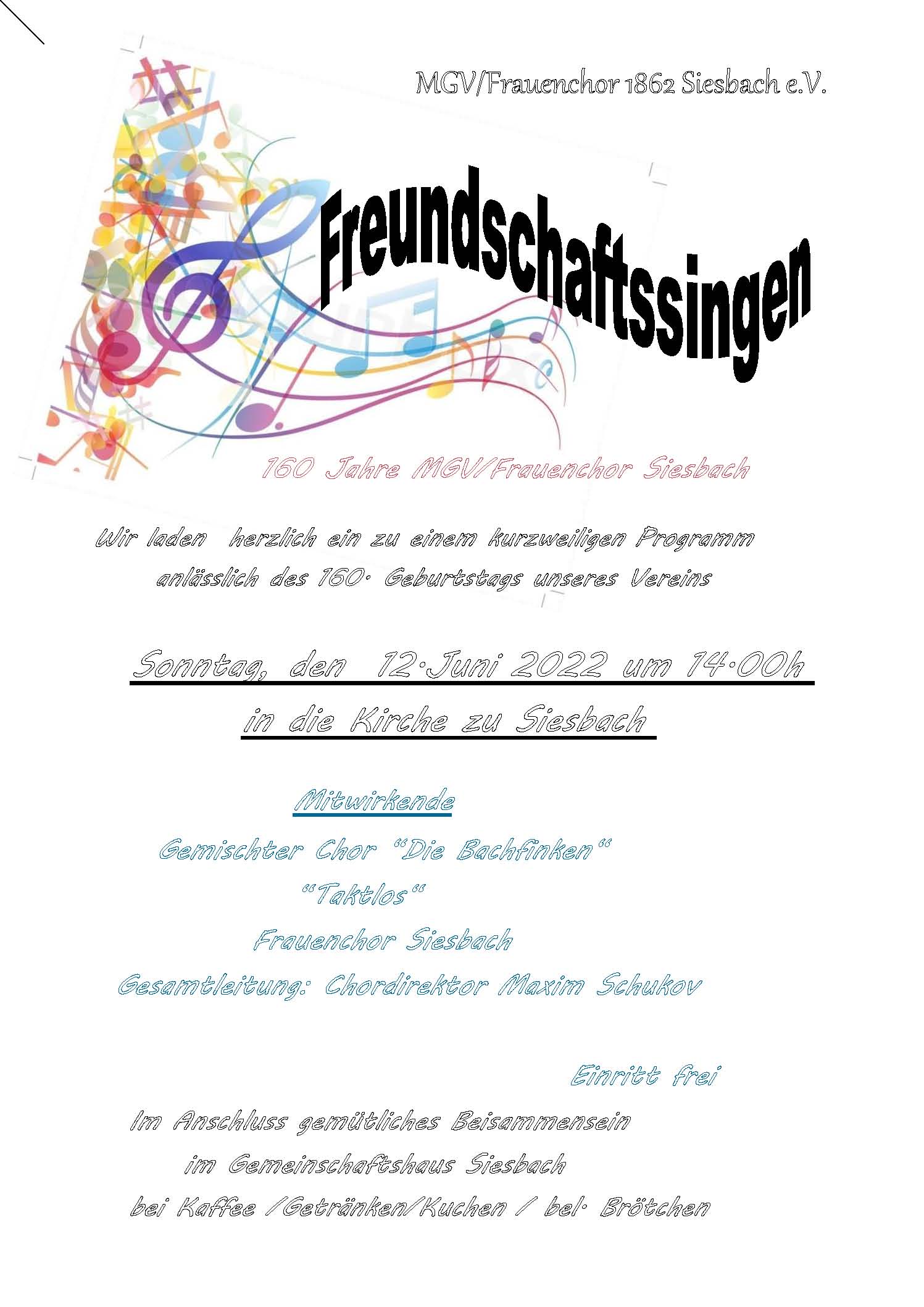 Freundschaftssingen Siesbach 12.06.2022
