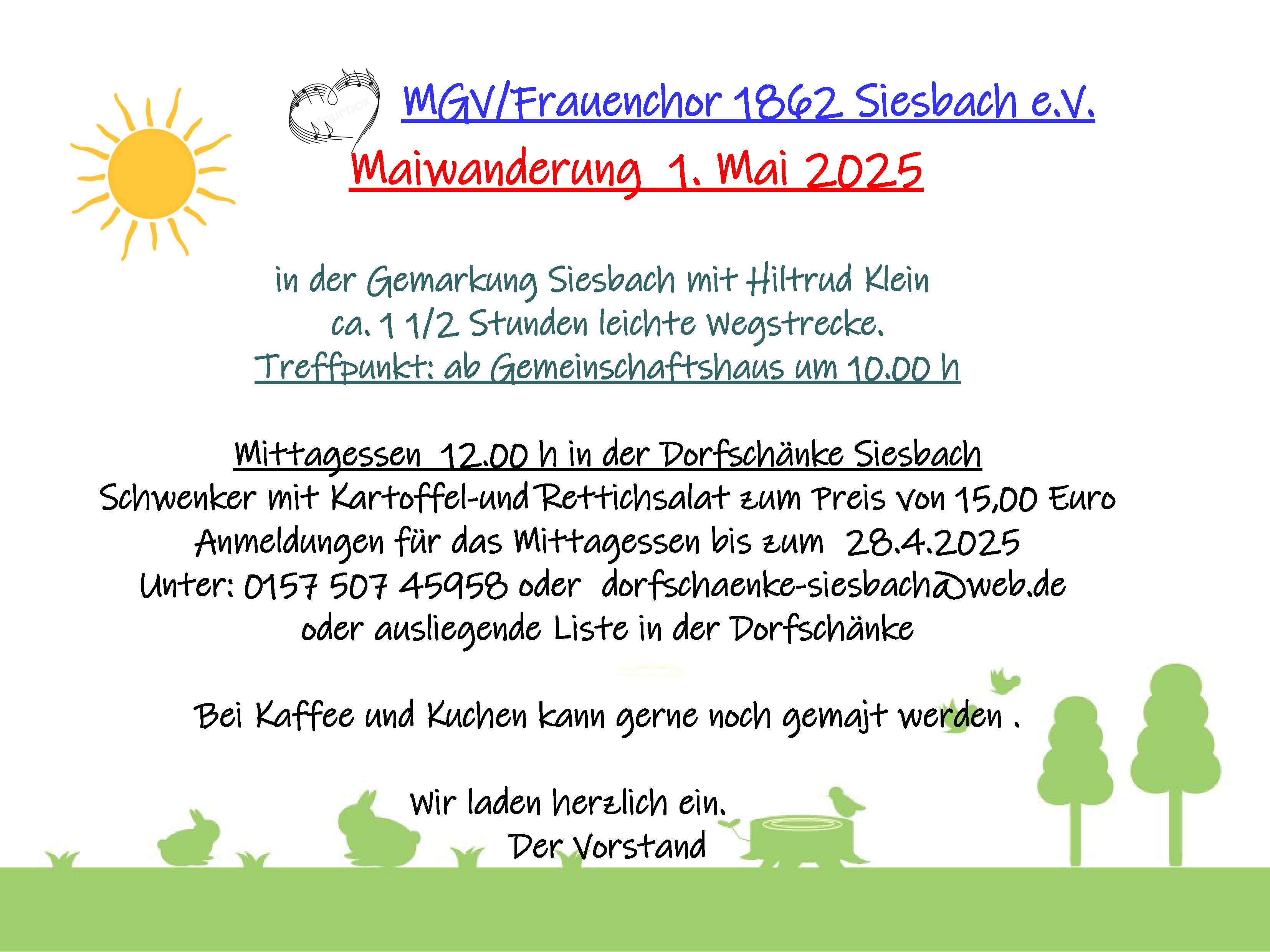 Maiwanderung Frauenchor Siesbach 2025