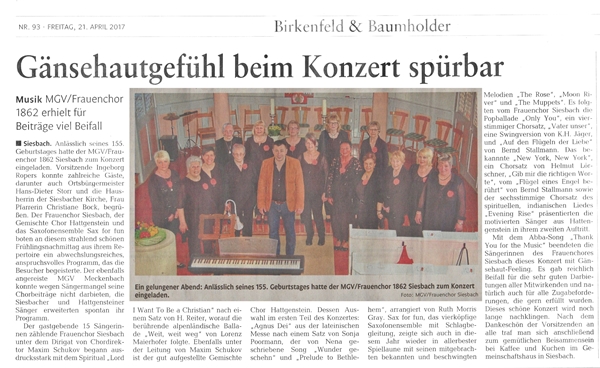 Konzert MGV/Frauenchor Siesbach April 2017