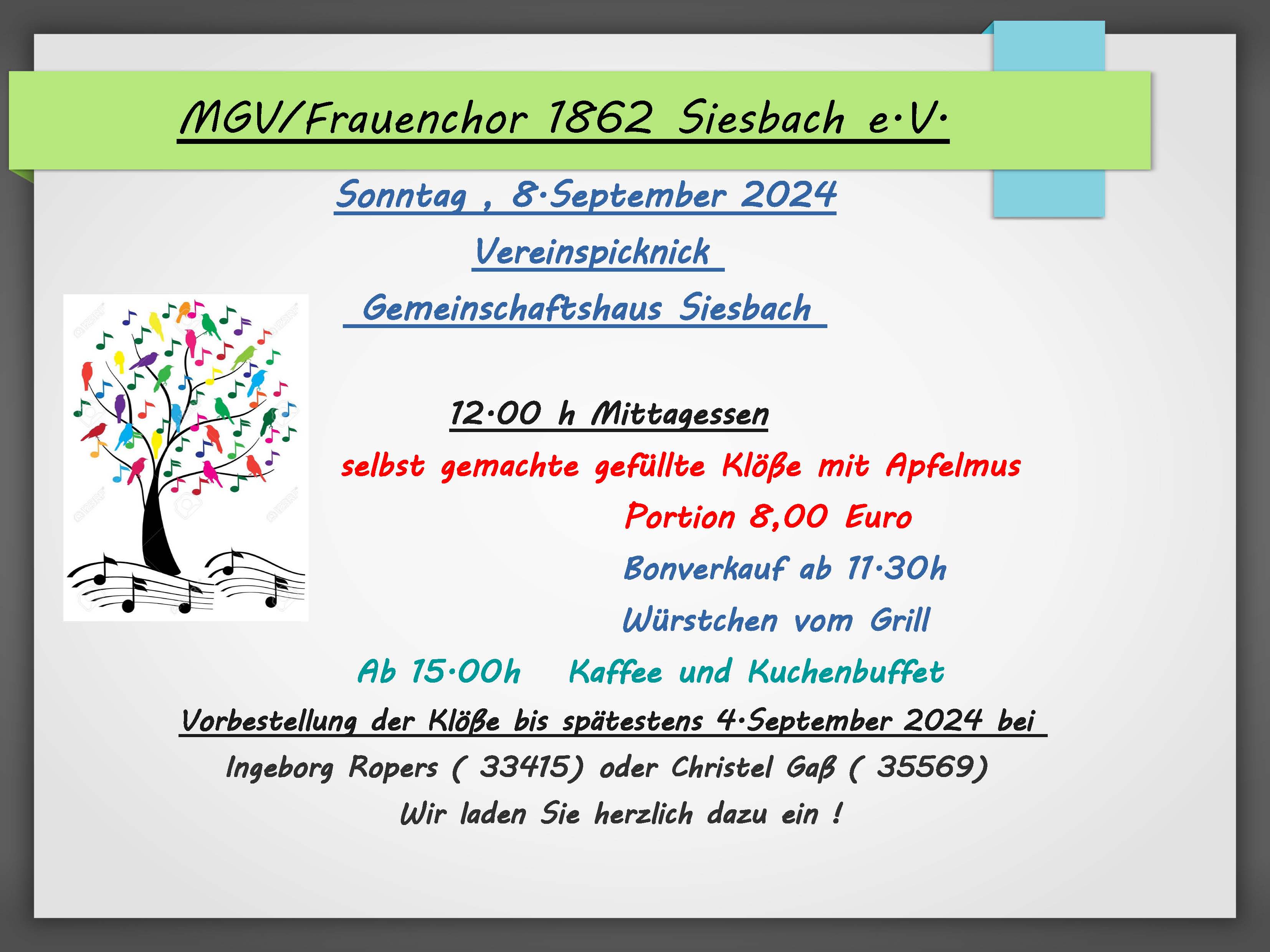 Picknick Frauenchor Siesbach 2024