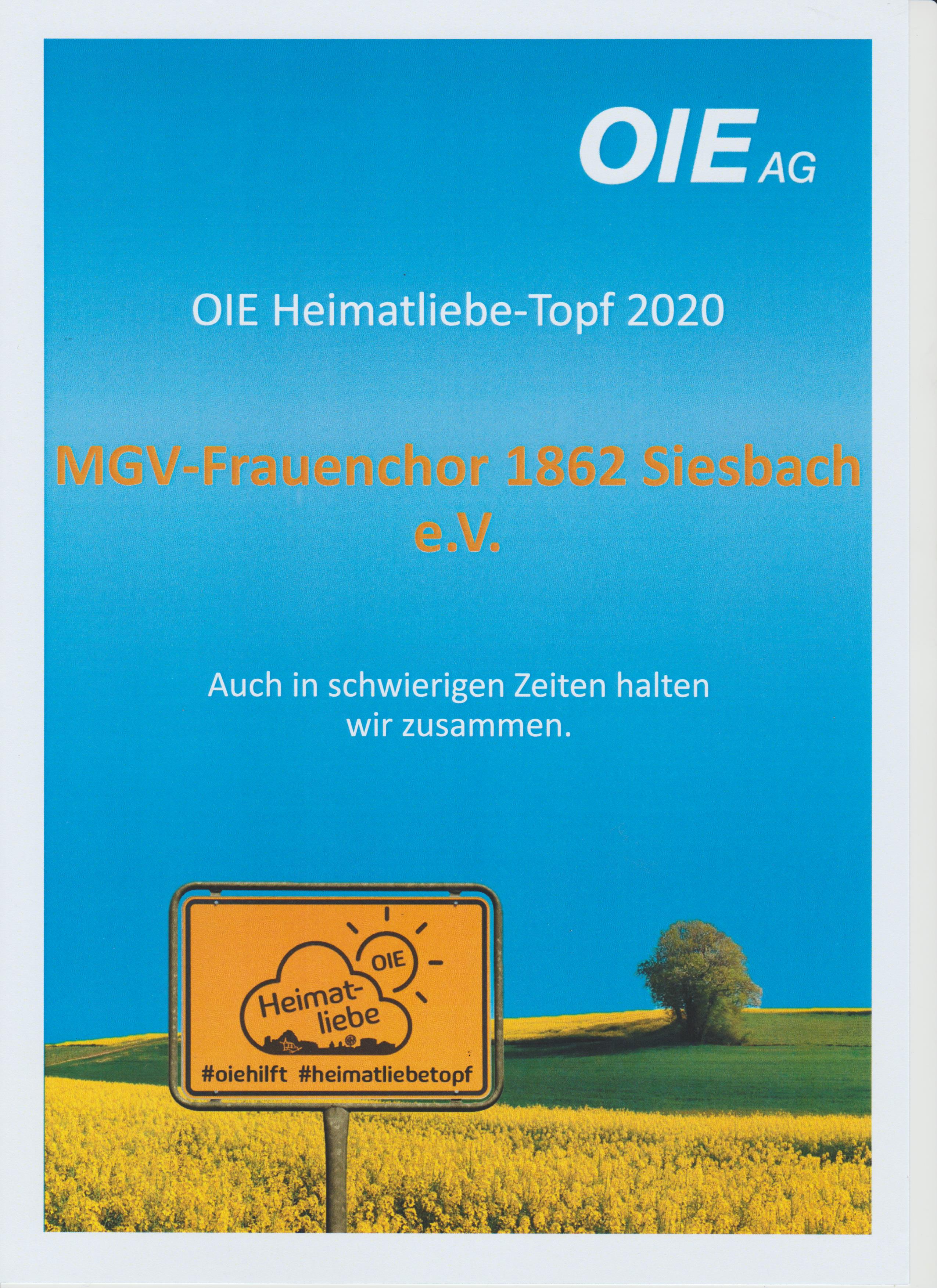 Sponsoring OIE MGV/Frauenchor Siesbach